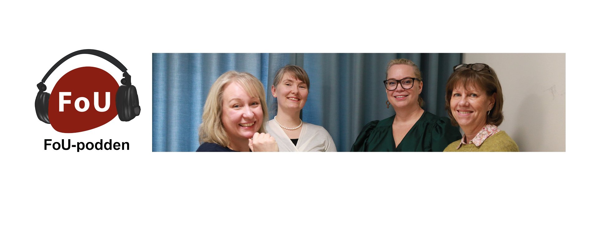 Deltagare i poddavsnitt 105och poddloggan